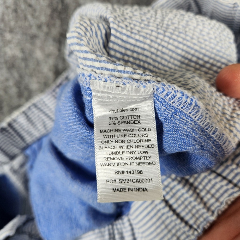 Chubbies Originals Shorts Men L Blue Seersucker Striped 5.5 Inseam Casual Summer - Picture 11 of 13